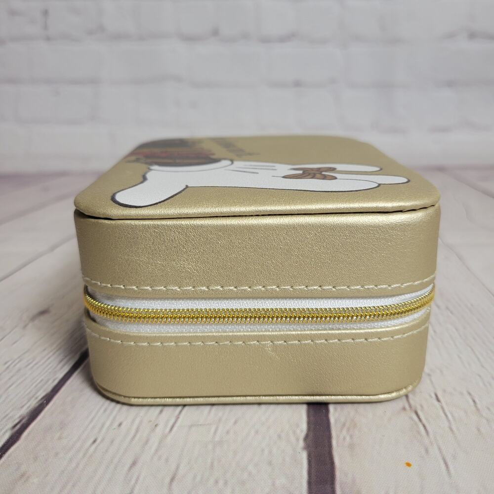 Disney Minnie Mouse Travel Jewelry Case with Zipper Gold Matte Metallic Faux - Picture 3 of 10